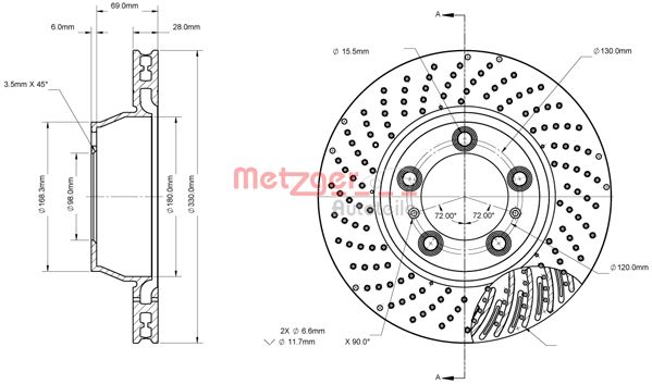 METZGER Hátsó féktárcsa 6110863_METZ